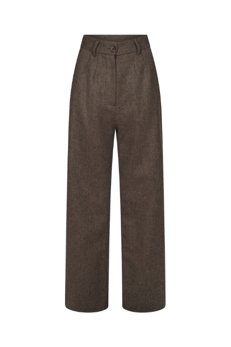 Diana Tweed Trousers - Mocha Herringbone – Vantage Atelier