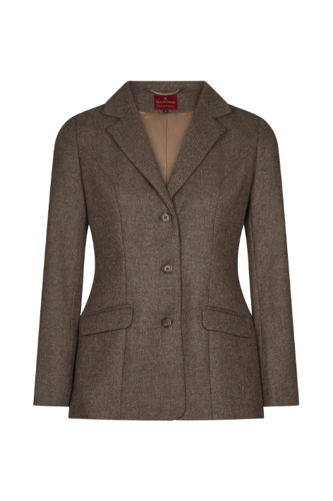 Aurelia Tweed Blazer - Mocha Herringbone