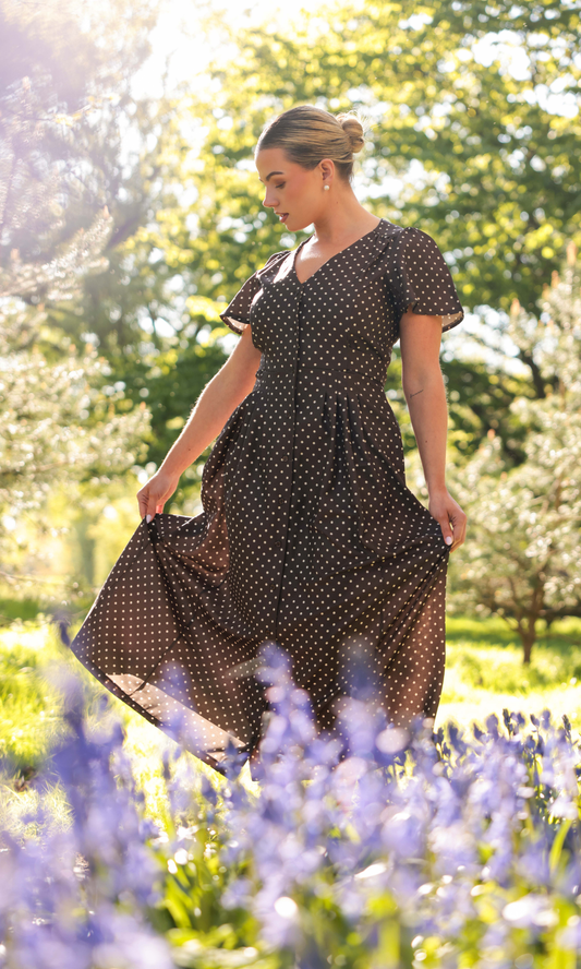 Chocolate Polka Solene Dress - Long