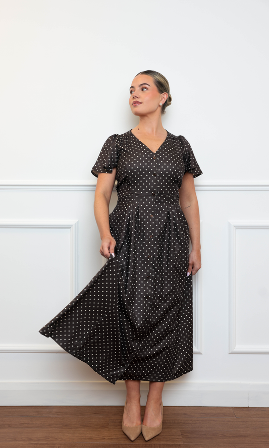 Chocolate Polka Solene Dress - Long