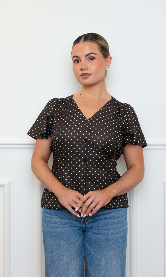 Chocolate Polka Celeste Top