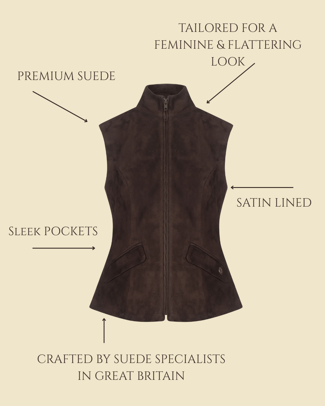 Windsor Gilet - Chocolate Suede