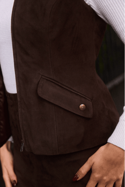 Windsor Gilet - Chocolate Suede