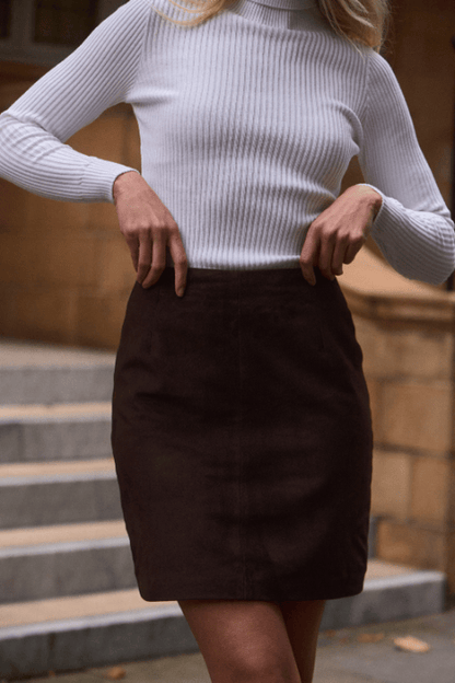 Alexandra Skirt - Chocolate Suede